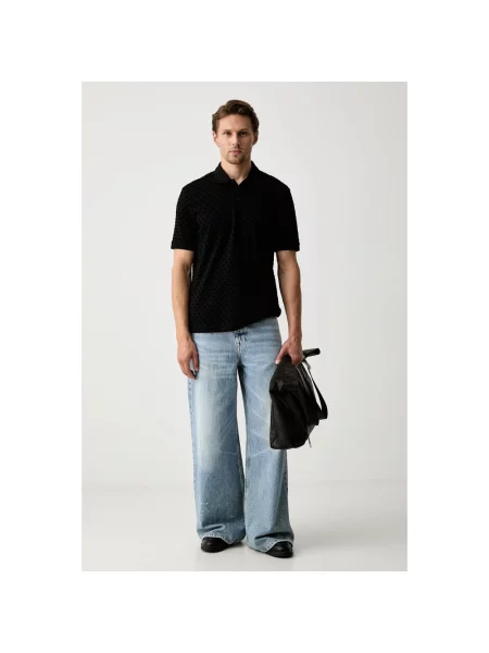 Koszulka polo o kroju regular fit z czystej bawełny Armani Exchange czarna