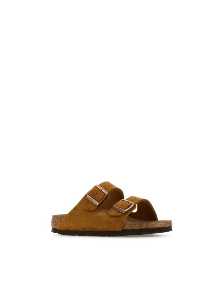 Klapki Birkenstock skórzane brązowe