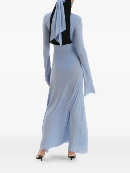 Rochie maxi Manuri drapată lungă de costum albastru