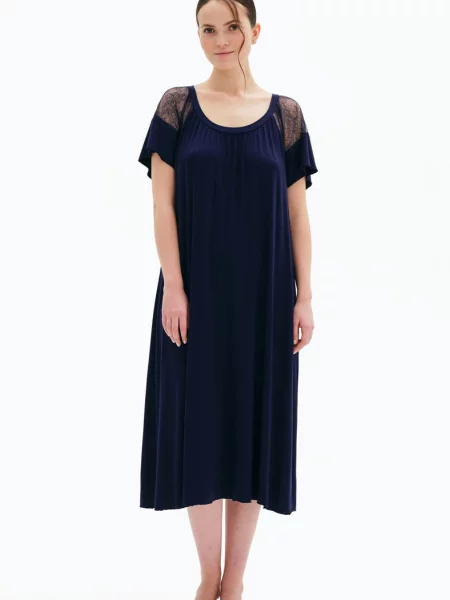 Однотонная ночная рубашка синя