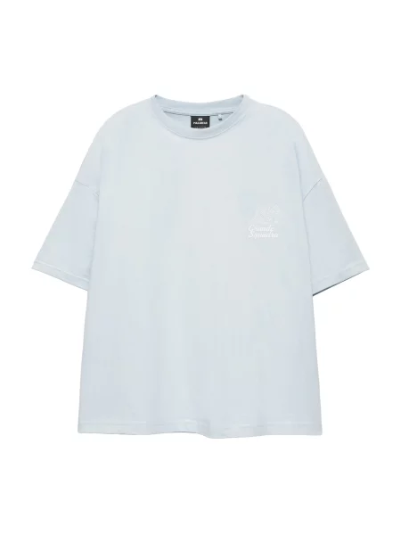 Pull&Bear Tricou albastru deschis / galben / gri alb