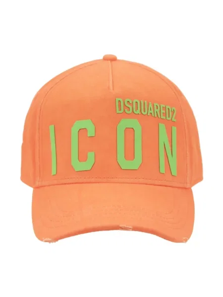 Czapka z daszkiem Dsquared2 na sprzączkę pomarańczowa
