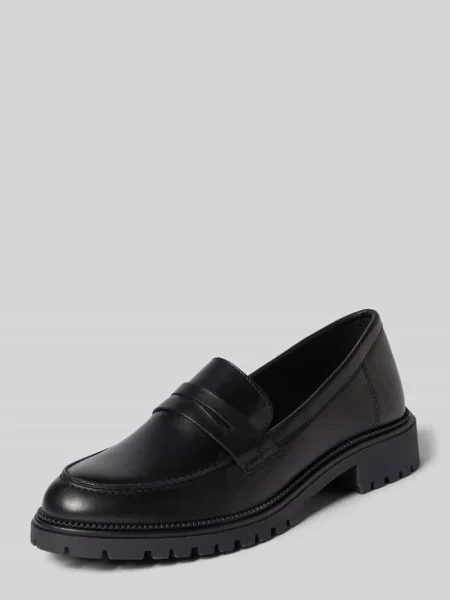 Loafersy z naturalnej skóry bydlęcej Tamaris czarne