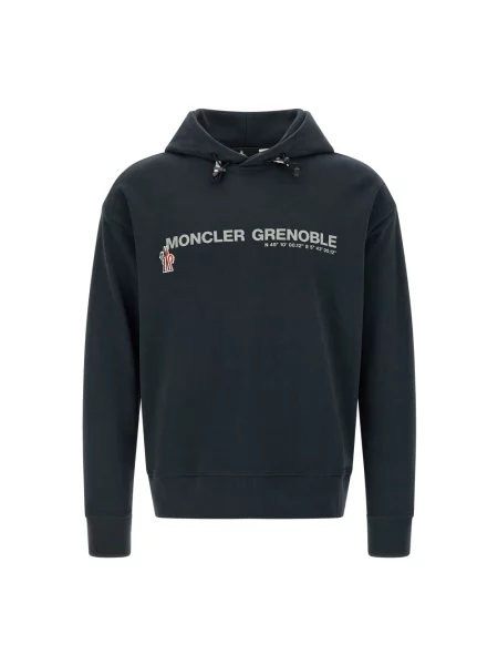 Bluza z kapturem Moncler z kapturem z dżerseju niebieska