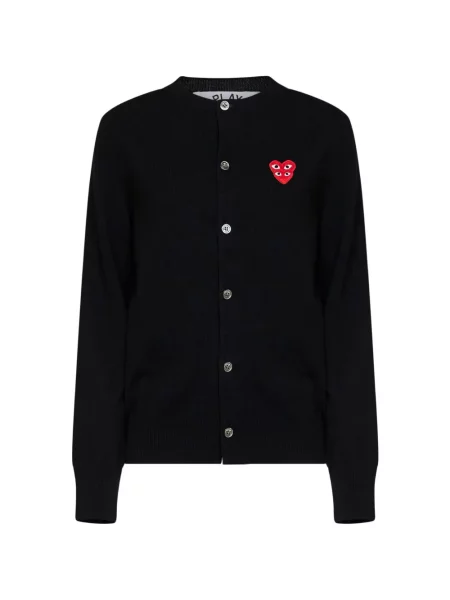 Cardigan Comme Des Garcons Play cu aplicații cu motiv cu inimi negru