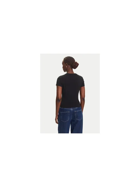 Tommy Jeans Póló Linear Slim Fit fekete