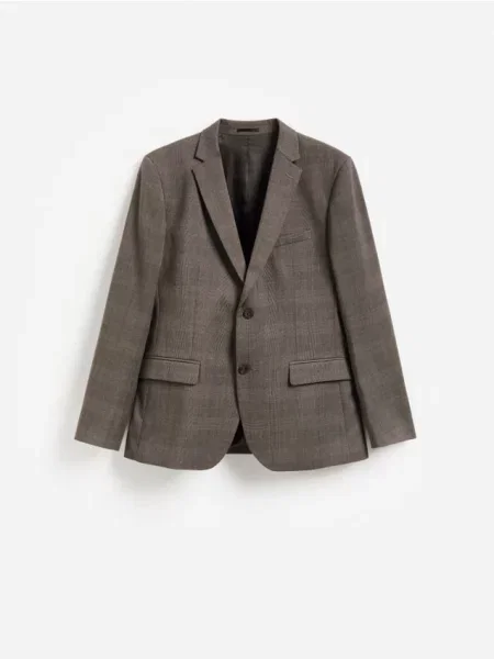 Reserved Blazer slim fit în carouri maro