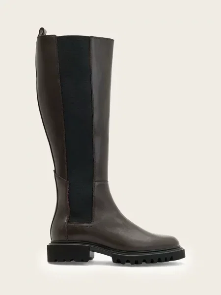 AllSaints ghete de piele MAEVE BOOT cu plat maro