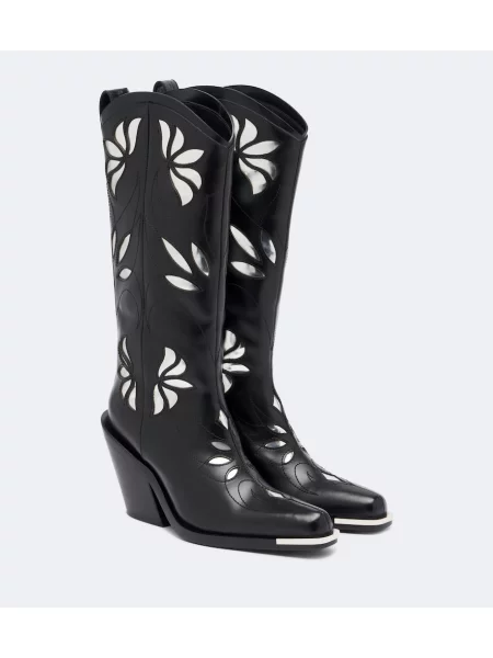 Botine Rabanne din piele negru