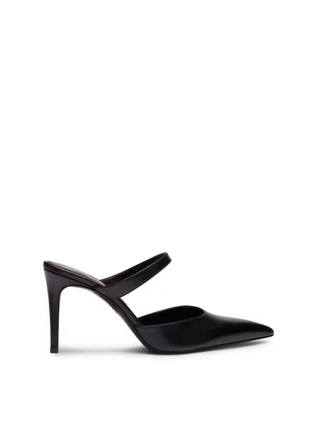 Klapki mules Stuart Weitzman skórzane czarne