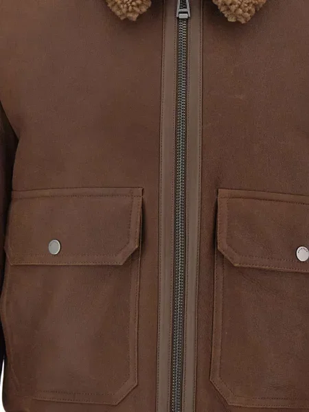 Geacă Belstaff din piele de oaie maro