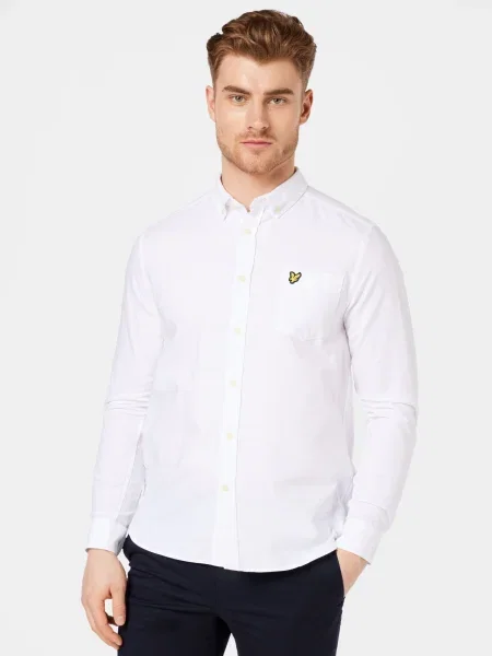 Cămașă Lyle & Scott din țesătură twill alb