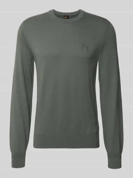 Sweter w kroju regular fit z mieszanki bawełny i kaszmiru model Kanovano_S' Boss Orange zielony