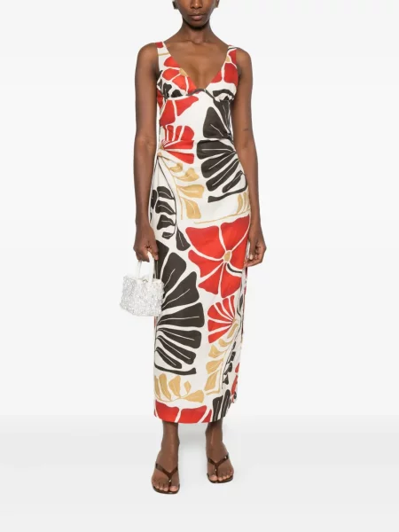 Rochie maxi Sir cu model floral cu imagine de costum alb