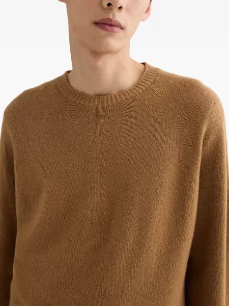 Pulover Jil Sander cu decolteu rotund maro