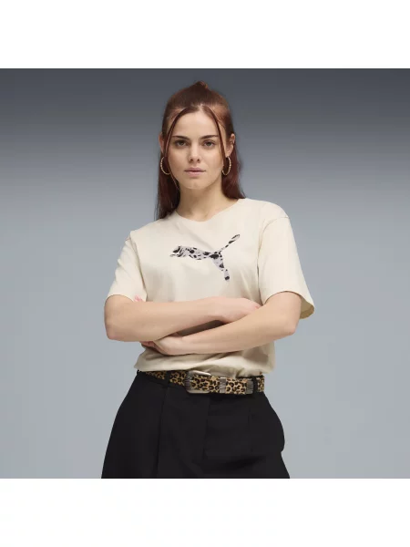 PUMA luźna koszulka Essentials ze zwierzęcym nadrukiem Odzież S biały
