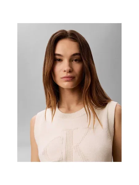 Tielko Calvin Klein Jeans s autogramom béžová