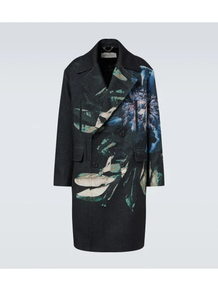 Palton Dries Van Noten cu imagine din jacard negru