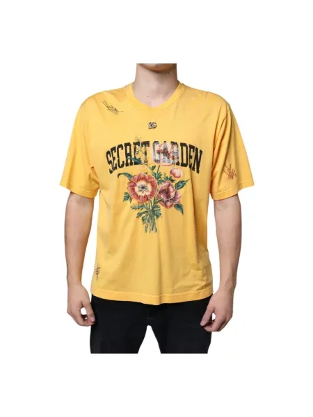 Koszulka Dolce And Gabbana z okrągłym dekoltem żółta
