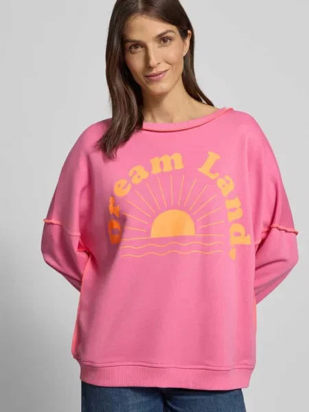 Bluza Oversized z prążkowanymi wykończeniami Miss Goodlife różowa