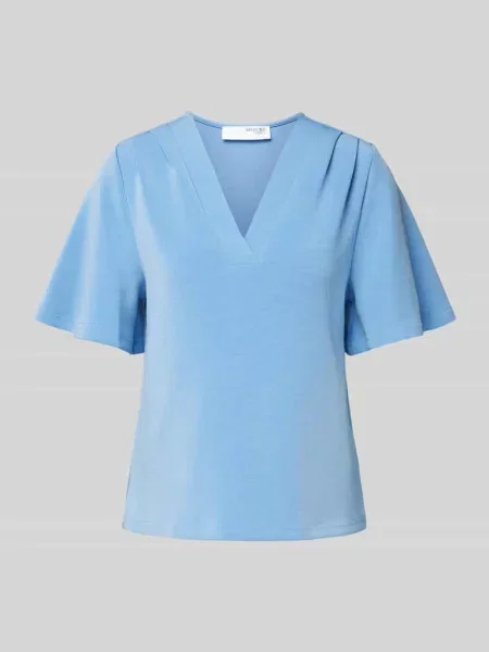 T-shirt z dekoltem w serek model ‘TENNY’ Selected Femme