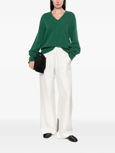 Džemper Weekend Max Mara od alpake s V-izrezom zelena