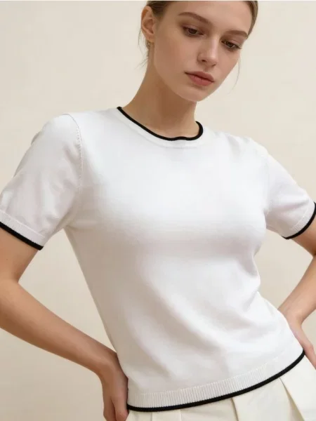 Трикотажна блуза з віскозою білий