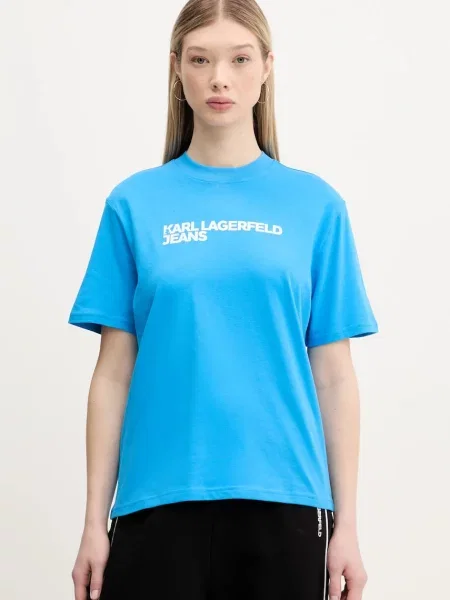 Karl Lagerfeld Jeans majica ženska od pamuka plava