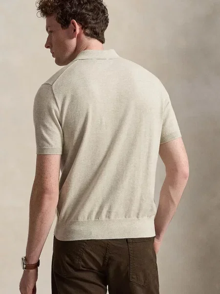 Polo Ralph Lauren sveter s krátkym rukávom pánsky béžová