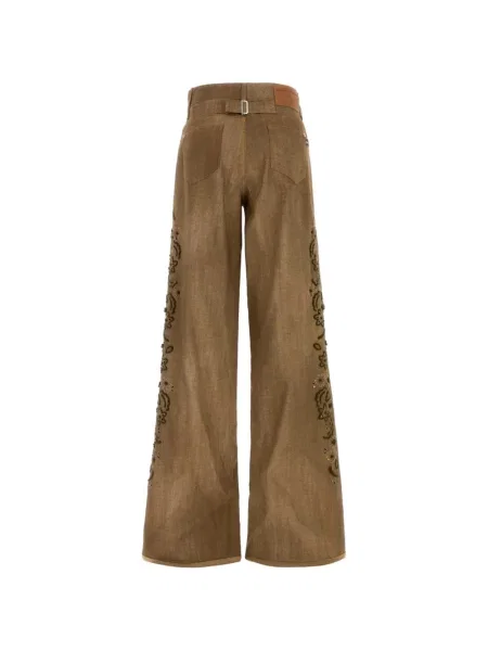 Pantaloni Ermanno Scervino cu model floral maro