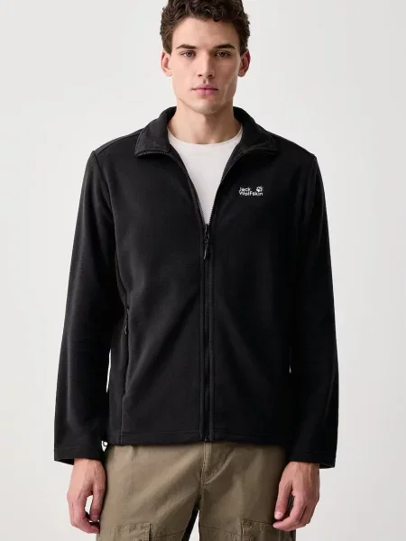 Jack Wolfskin hanorac din polar pentru bărbați WILD REBEL negru