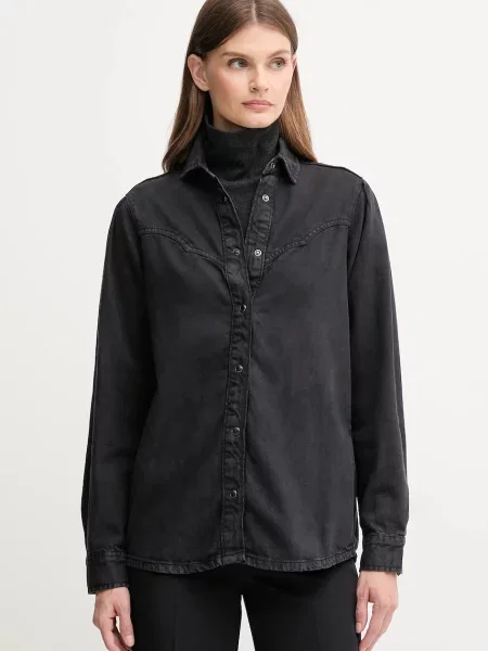 Pepe Jeans cămașă cu guler clasic regular negru