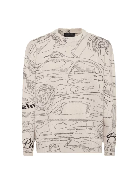 Dzianinowy sweter Philipp Plein beżowy