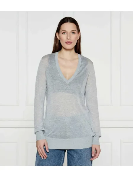 Michael Kors Pulover cu adaos de mătase gri