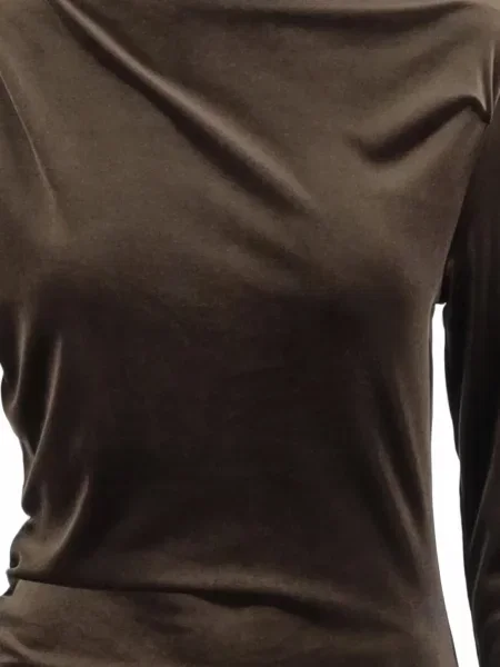 Lung rochie maxi Don't @ Me cu volane maro