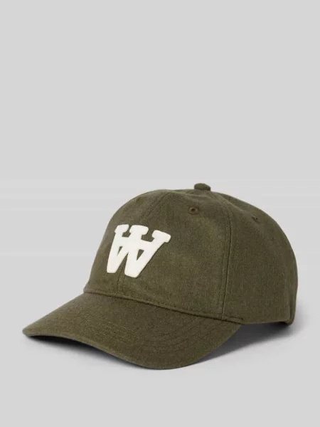 Czapka z daszkiem i detalem z logo Wood Wood khaki