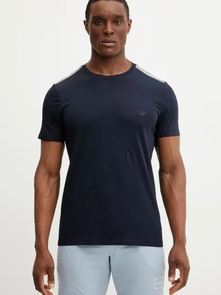 Тениска Emporio Armani Underwear с изчистен дизайн тъмносиньо