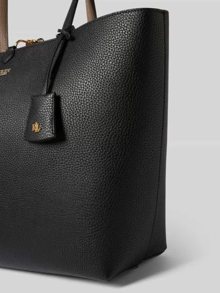 Torba shopper z materiału skóropodobnego Lauren Ralph Lauren czarna