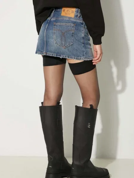 Džínová sukně Fiorucci Mid Blue Denim Mini Skirt modré