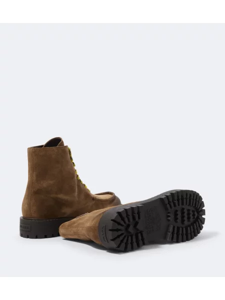 Botine Prada din piele de căprioară maro