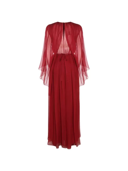 Rochie maxi Alberta Ferretti de mătase roșu