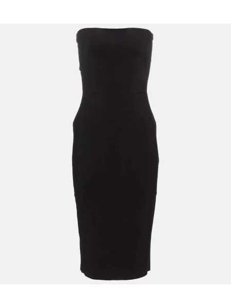 Jersey midi obleka Norma Kamali brez naramnic črna