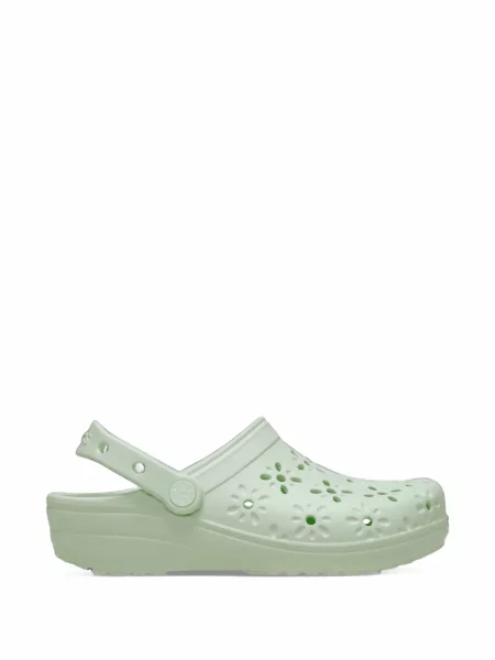 Květinové klasické mules Crocs zelené