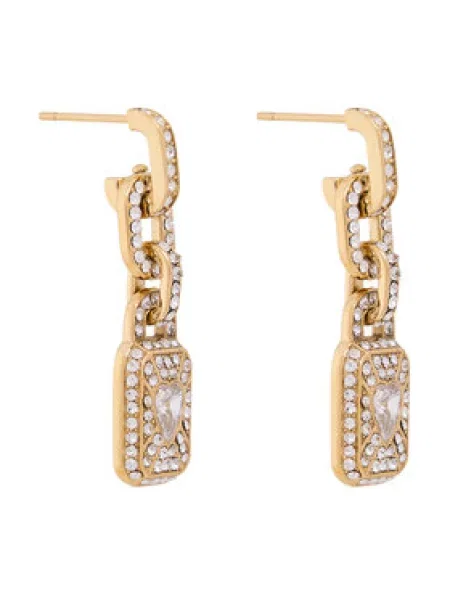 GUESS Naušnice CRYSTAL LOVE zlatna / prozirna