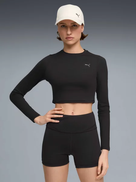 Кофта спортивна PUMA W Shape Cropped Ls комбінований верх чорний