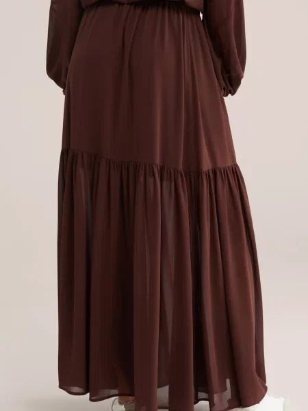 WE Fashion Sukňa tmavohnedá