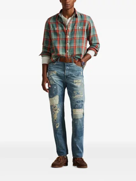 Șapcă Polo Ralph Lauren cu broderie din țesătură twill în carouri albastru