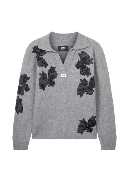 Pulover Gcds de lână cu model floral gri