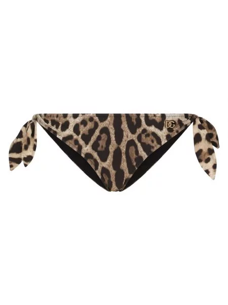 Bikini Dolce And Gabbana w panterkę ze spandexu brązowy