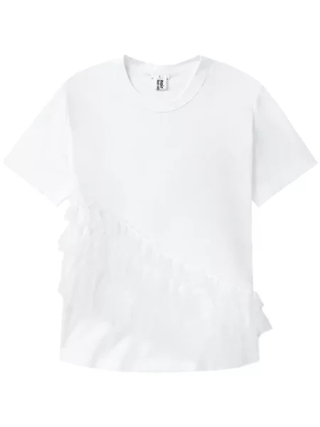 Tricou Noir Kei Ninomiya cu volane alb